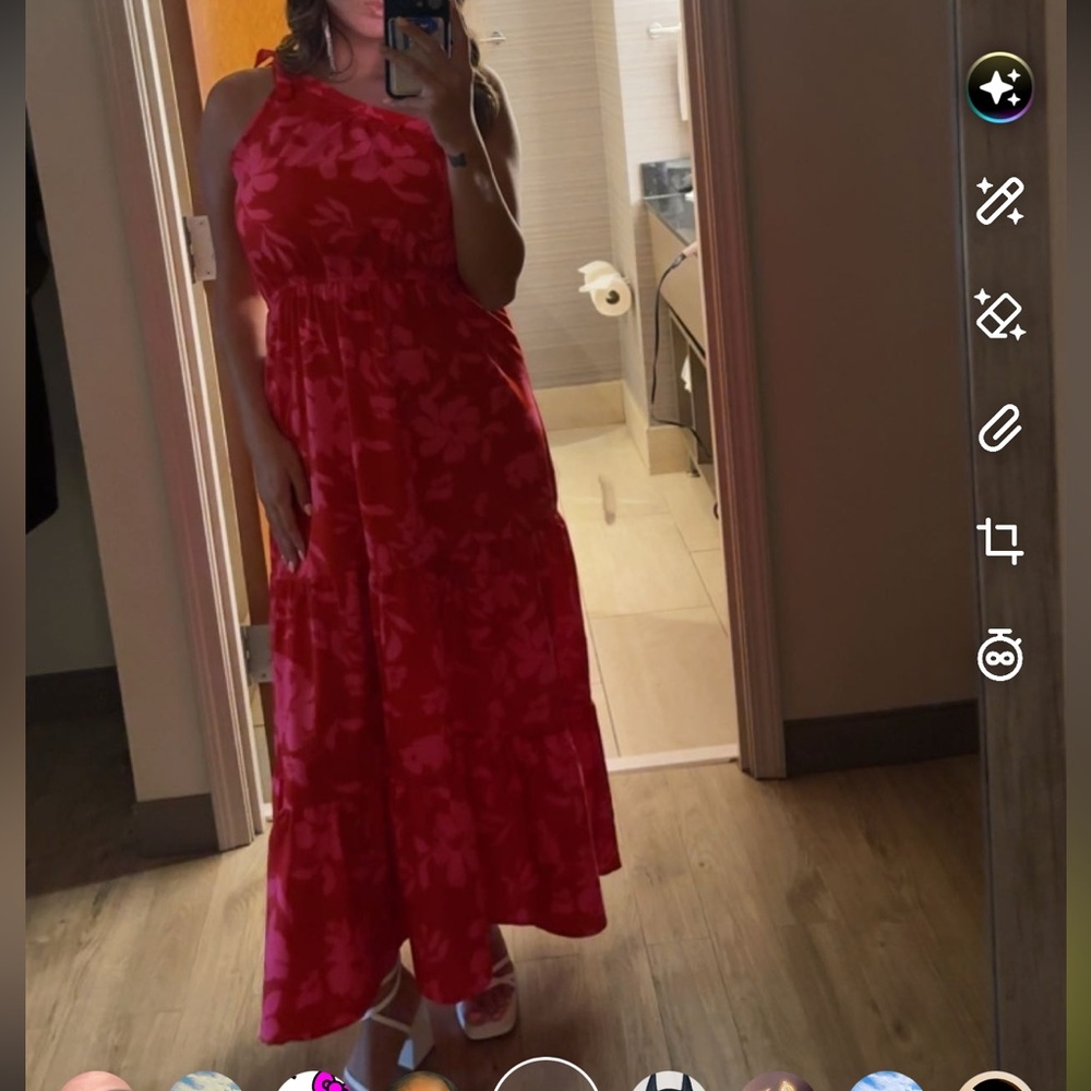 Floral One Shoulder Maxi Dress Knot Ruffle Boho Long Dress